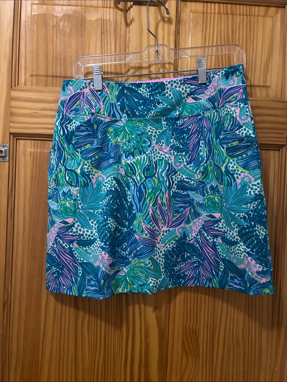 Tropical Print Mini Skort - Blue, Teal & Pink